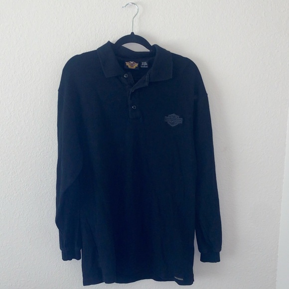 🎱Men’s Black Harley-Davidson Cycles quarter button up long sleeve! - Picture 2 of 11